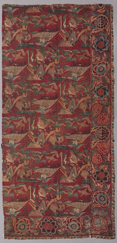 Cubrecama o colgante de chintz con un patrón inspirado en Japón, mitad derecha, primera mitad del siglo XVIII de Unbekannt