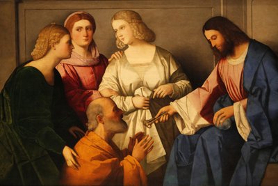 Cristo entregando las llaves a San Pedro por Vincenzo Catena Madrid España de Unbekannt
