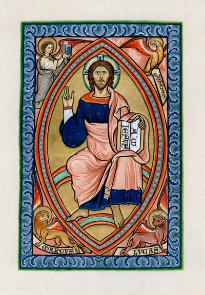 Cristo en gloria con los símbolos de los cuatro Evangelistas, c1200 de Unbekannt