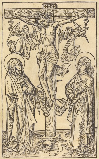Cristo en la cruz con ángeles, c. 1490 de Unbekannt