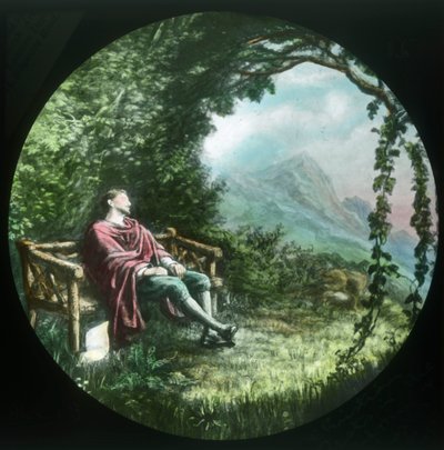 Cristiano descansa en el cenador y pierde su pergamino, c1910 de Unbekannt