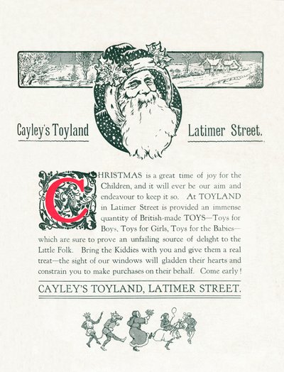 Anuncio de Navidad para Cayleys Toyland, 1917 de Unbekannt
