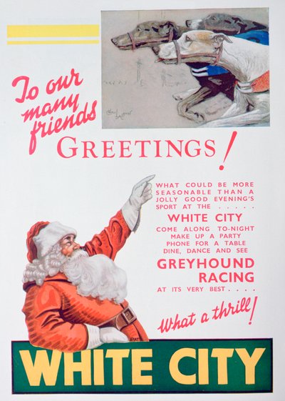 Anuncio navideño para la pista de galgos White City, Londres de Unbekannt