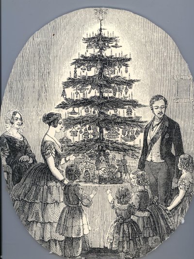 Navidad con la Reina Victoria, el Príncipe Alberto, sus hijos y la madre de la Reina Victoria, en 1848 de Unbekannt