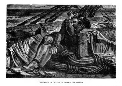 Cristóbal Colón encadenado a bordo de la Gorda, 1490s, c. 1872 de Unbekannt