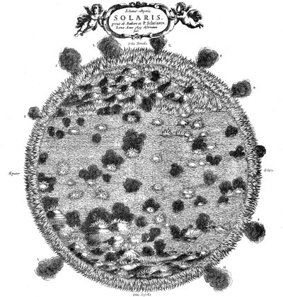 Ilustración de Christopher Scheiner de su idea de la superficie del sol, 1635 de Unbekannt