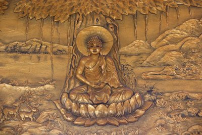 Pagoda budista Chua Thiep Long. Buda Shakyamuni sentado en la pose de meditación. Thay Ninh. Vietnam de Unbekannt