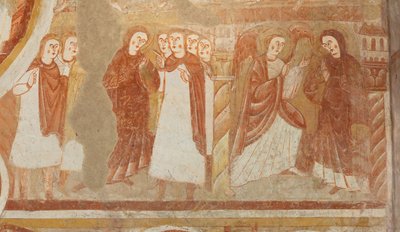 Iglesia (Église Saint-Martin). Interior. Pinturas murales (fresco). Pared oeste de la nave. (detalle) de Unbekannt