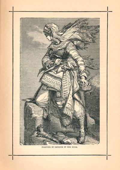 Mujeres circasianas luchando por Schamyl contra la invasión rusa, 1839 de Unbekannt
