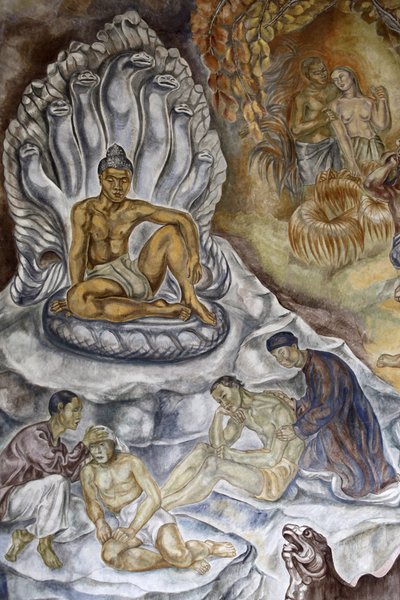 Pintura colonial en el Salón del Mariscal Hubert Lyautey (detalle), Museo de la Historia de la Inmigración, París, Francia de Unbekannt