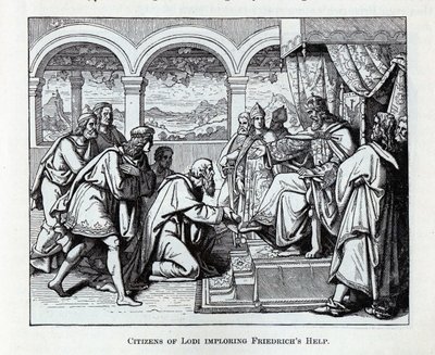 Ciudadanos de Lodi implorando la ayuda de Friedrich, 1882 de Unbekannt
