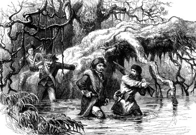 Clark y sus soldados cruzando el Wabash, c1778-1779 c1880 de Unbekannt