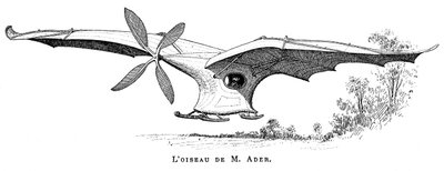 El pájaro volador de Clément Ader, Eole, el primer avión pilotado que despegó por sus propios medios, 1890 de Unbekannt