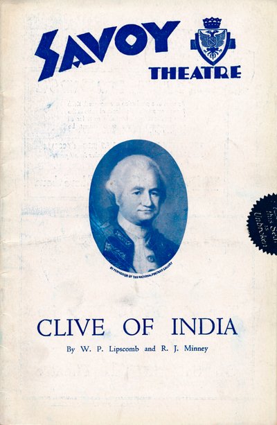 Programa de Clive de la India para el Teatro Savoy, 1934 de Unbekannt
