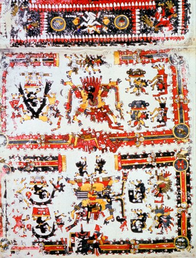 Códice Borgianus mostrando deidades enfrentadas, Mixteca, México precolombino, siglos XII-XVI de Unbekannt