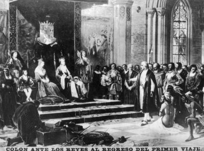 Colón regresa de su primer viaje, siglo XV de Unbekannt