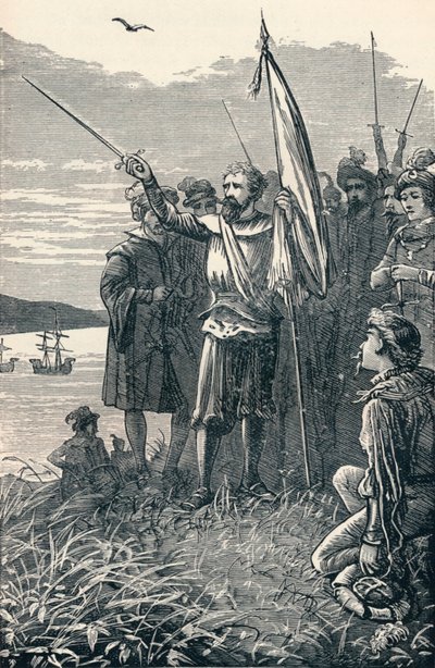 Colón toma posesión de San Salvador para España, 1904 de Unbekannt