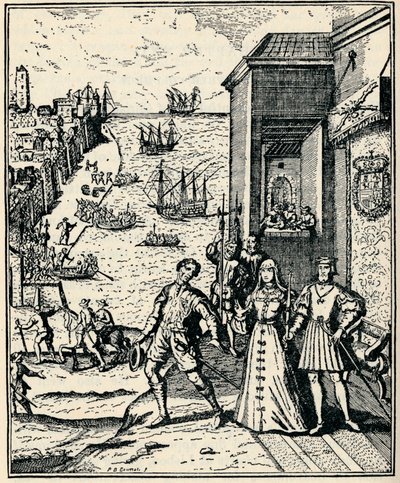 Colón con Fernando e Isabel, 3 de agosto de 1492, 1912 de Unbekannt