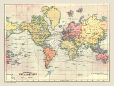 Mapa comercial del mundo, 1902 de Unbekannt