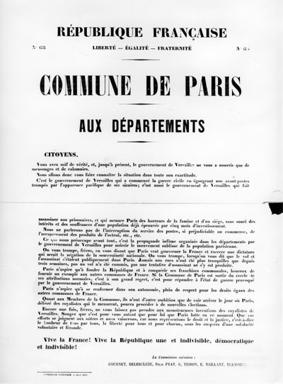 Comuna de París, de los carteles políticos franceses de la Comuna de París, mayo 1871 de Unbekannt