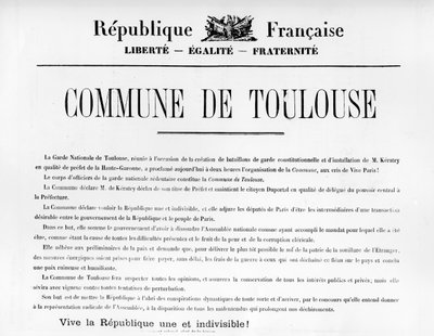 Comuna de Toulouse, de los carteles políticos franceses de la Comuna de París de Unbekannt