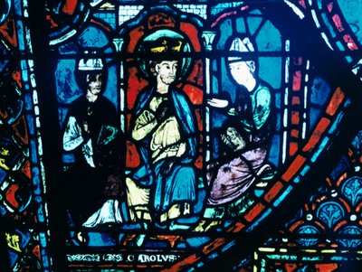 Carta de Constantino presentada a Carlomagno, vidriera, Catedral de Chartres, Francia, c1225 de Unbekannt