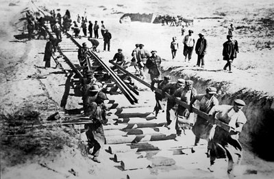 Trabajos de construcción en el Ferrocarril Transiberiano, URSS, 1929 de Unbekannt