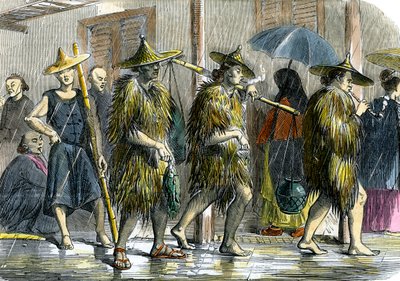 Coolies en Hong Kong, en tiempo húmedo, c1875 de Unbekannt