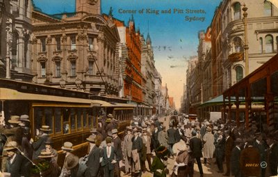 Esquina de las calles King y Pitt, Sídney, Nueva Gales del Sur, Australia, c1917 de Unbekannt