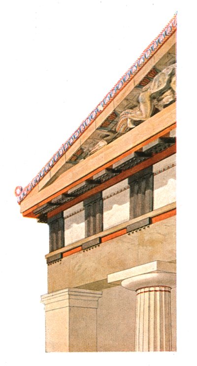 Esquina del frontón del antiguo Templo de Atenea en la Acrópolis de Atenas, Grecia, 1928 de Unbekannt