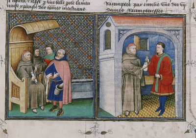Corrupción. Miniatura de Le livre appelé Decameron de Giovanni Boccaccio de Unbekannt