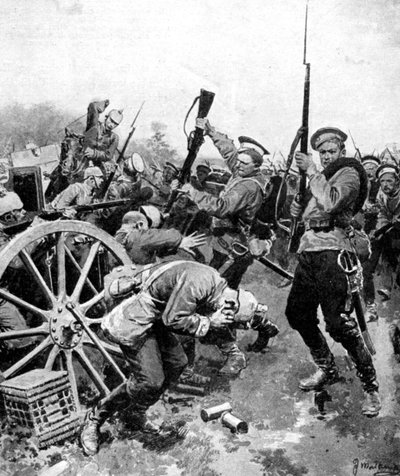 Ataque cosaco a tropas alemanas, Prusia Oriental, Primera Guerra Mundial, 1914 de Unbekannt