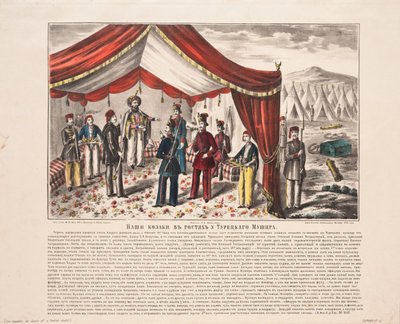 Cosacos visitando al Mushir turco después de la Batalla de Kurekdere, 1855 de Unbekannt