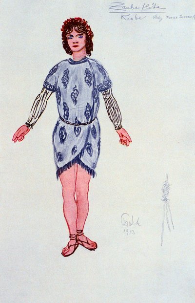 Diseño de vestuario para uno de los Tres Jóvenes o Genios, 1913 de Unbekannt