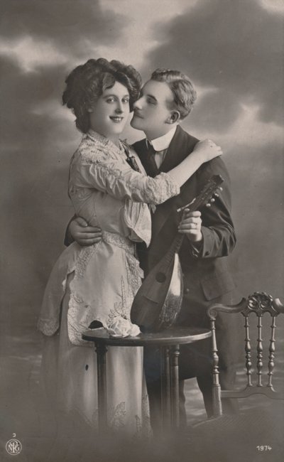 Pareja con mandolina, c. 1910 de Unbekannt