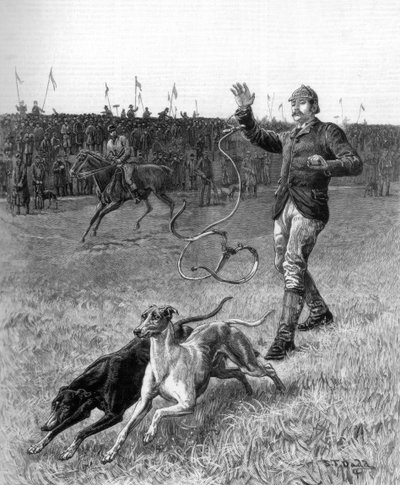 Carreras: Soltando los galgos, 1887 de Unbekannt