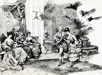 Baile de corte con traje rococó. Circa 1900 de Unbekannt