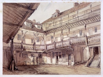 Patio de la posada Oxford Arms, Warwick Lane, Londres, 1851 de Unbekannt