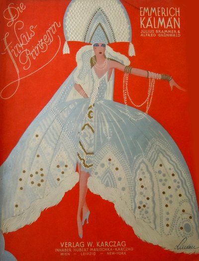Portada de la partitura original para piano de La Princesa del Circo de Emmerich Kalman, 1926 de Unbekannt
