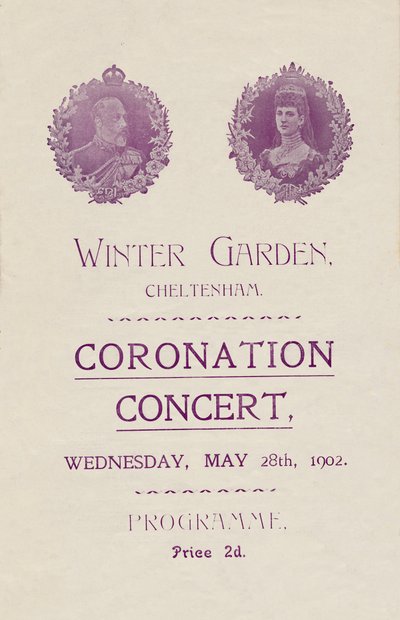 Portada del programa para un Concierto de Coronación en el Winter Garden, Cheltenham, 1902 de Unbekannt