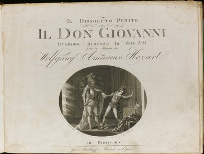 Portada de la partitura de la ópera Don Giovanni de Wolfgang Amadeus Mozart de Unbekannt