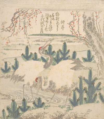 Grullas Entre Pinos Jóvenes Cerca de un Arroyo, ca. 1830 de Unbekannt