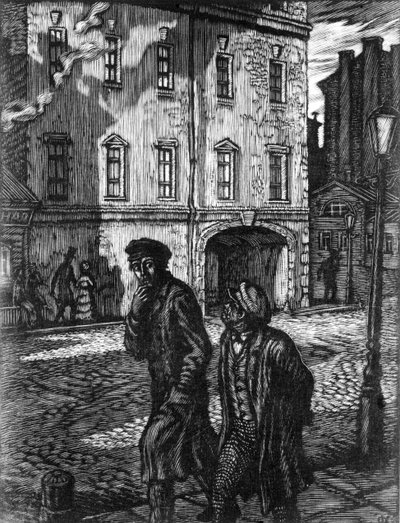 Crimen y castigo, novela de Fyodor Dostoyevsky, ilustración de Feodor Konstantinov (xilografía) de Unbekannt