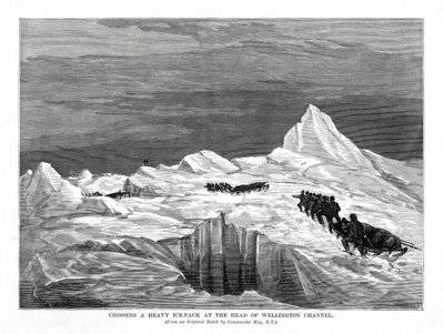 Cruzando un Denso Paquete de Hielo en la Cabeza del Canal de Wellington, 1877 de Unbekannt
