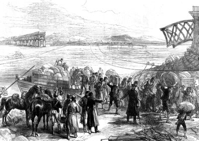Cruzando el Ebro en Castijon, Guerra en España, 1875 de Unbekannt