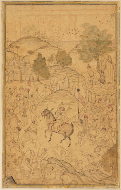 Escena de multitud con figura montada, siglo XVI de Unbekannt