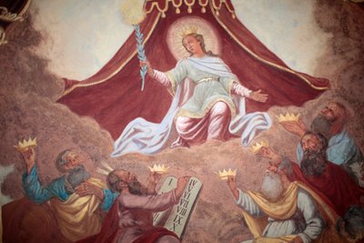 Fresco de la Virgen coronada en la iglesia de Loreto; Praga República Checa de Unbekannt