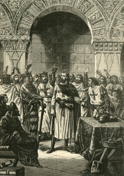 Cruzados proclamando a Godofredo de Bouillon rey de Jerusalén, 1890 de Unbekannt