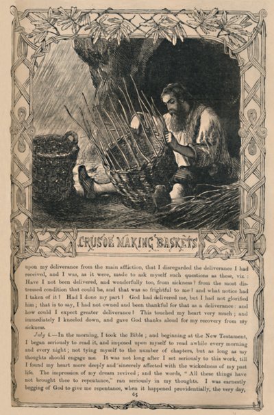 Crusoe haciendo cestas, c1870 de Unbekannt