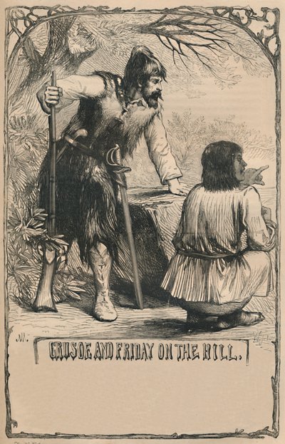 Crusoe y Viernes en la colina, c1870 de Unbekannt